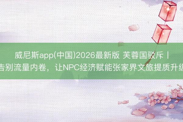 威尼斯app(中国)2026最新版 芙蓉国驳斥丨告别流量内卷,让NPC经济赋能张家界文旅提质升级