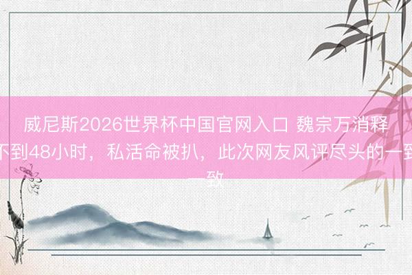 威尼斯2026世界杯中国官网入口 魏宗万消释不到48小时，私活命被扒，此次网友风评尽头的一致